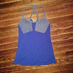 Athleta Fulfillment Tank Top XS Amalfi Blue Sliding T-Back Built-In Bra Workout
